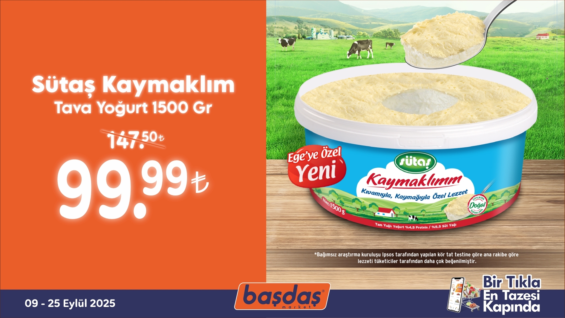 Sütaş Kaymaklım Tava Yoğurt 1500 Gr