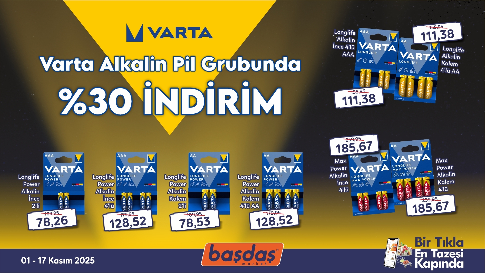 Varta Pil Gurubunda %30 İndirim