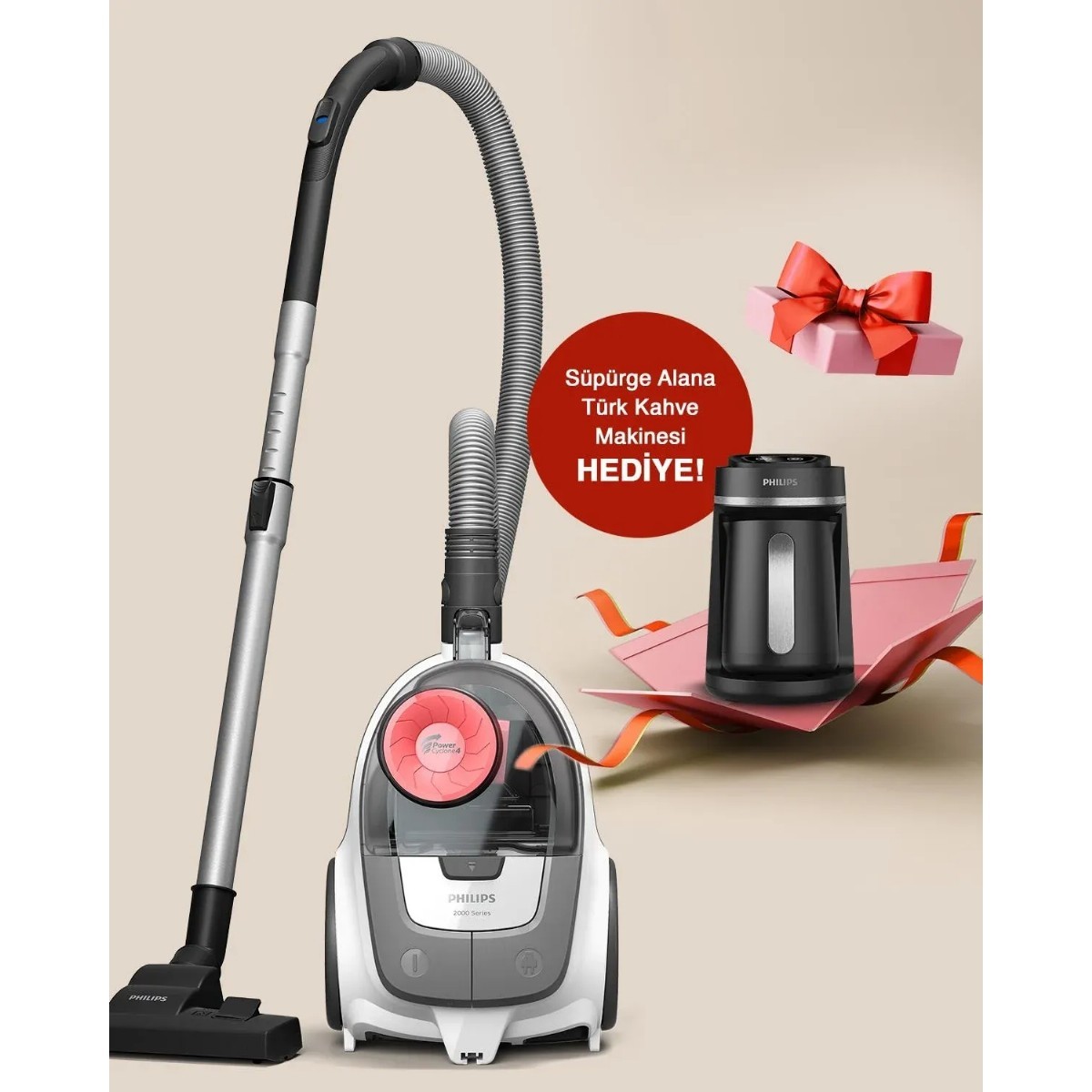 Philips BXA0058 Toz Torbasız Süpürge + Türk kahve Makinesi